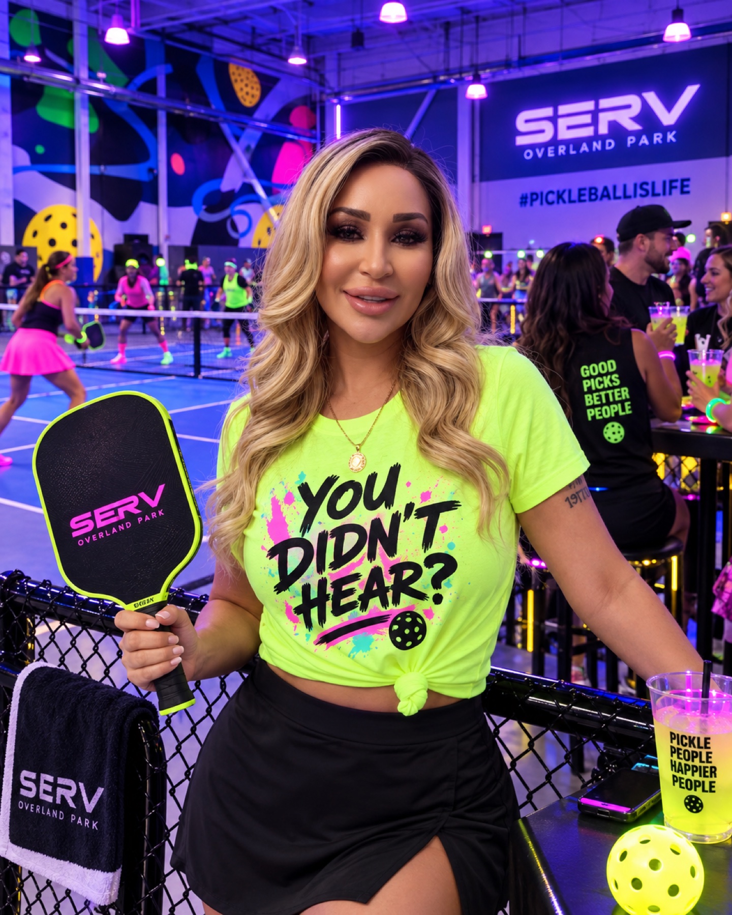 A 21 and over neon pickleball social in Overland Park